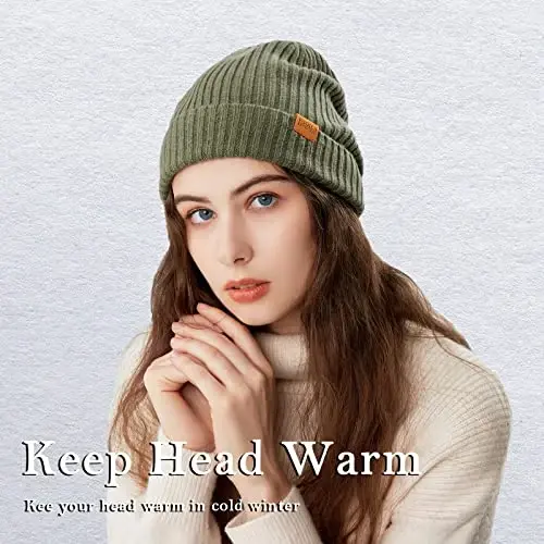 FUQILA 100% Merino Wool Cuff Beanie Hat, Unisex Warm Winter Caps Soft, Breathable & Cozy Stretchy Knitted Cuffed Cap - 7