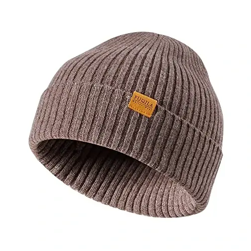 FUQILA 100% Merino Wool Cuff Beanie Hat, Unisex Warm Winter Caps Soft, Breathable & Cozy Stretchy Knitted Cuffed Cap 