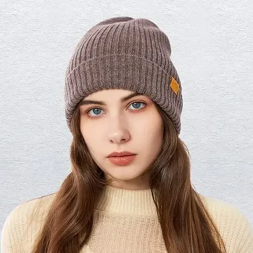 FUQILA 100% Merino Wool Cuff Beanie Hat, Unisex Warm Winter Caps Soft, Breathable & Cozy Stretchy Knitted Cuffed Cap - 5