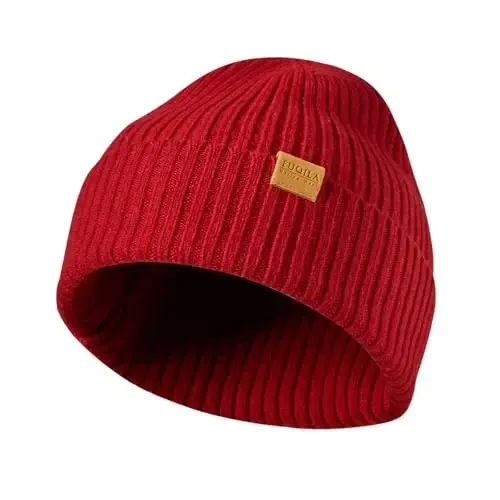 FUQILA 100% Merino Wool Cuff Beanie Hat, Unisex Warm Winter Caps Soft, Breathable & Cozy Stretchy Knitted Cuffed Cap - FUQILA