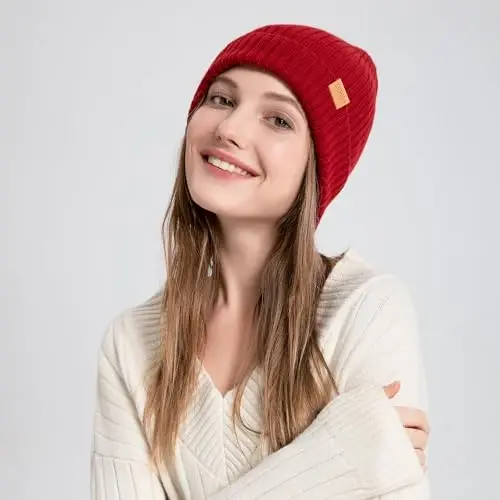 FUQILA 100% Merino Wool Cuff Beanie Hat, Unisex Warm Winter Caps Soft, Breathable & Cozy Stretchy Knitted Cuffed Cap - 5