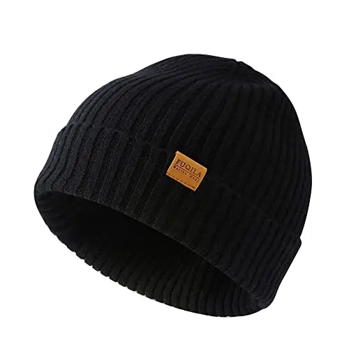FUQILA 100% Merino Wool Cuff Beanie Hat, Unisex Warm Winter Caps Soft, Breathable & Cozy Stretchy Knitted Cuffed Cap 