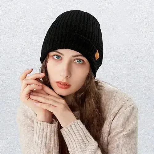 FUQILA 100% Merino Wool Cuff Beanie Hat, Unisex Warm Winter Caps Soft, Breathable & Cozy Stretchy Knitted Cuffed Cap - 5