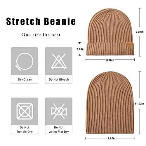 FUQILA 100% Merino Wool Cuff Beanie Hat, Unisex Warm Winter Caps Soft, Breathable & Cozy Stretchy Knitted Cuffed Cap - 3