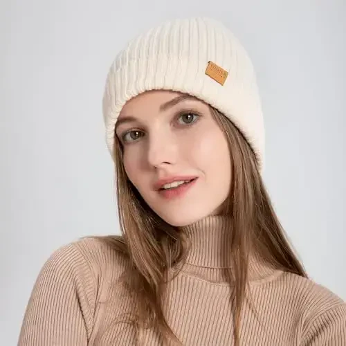 FUQILA 100% Merino Wool Cuff Beanie Hat, Unisex Warm Winter Caps Soft, Breathable & Cozy Stretchy Knitted Cuffed Cap - 5
