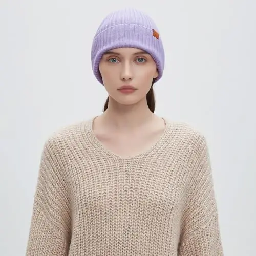FUQILA 100% Merino Wool Cuff Beanie Hat, Unisex Warm Winter Caps Soft, Breathable & Cozy Stretchy Knitted Cuffed Cap - 5