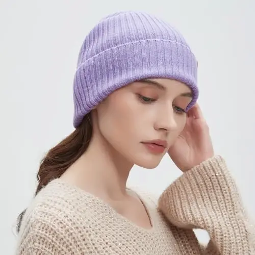 FUQILA 100% Merino Wool Cuff Beanie Hat, Unisex Warm Winter Caps Soft, Breathable & Cozy Stretchy Knitted Cuffed Cap - 6