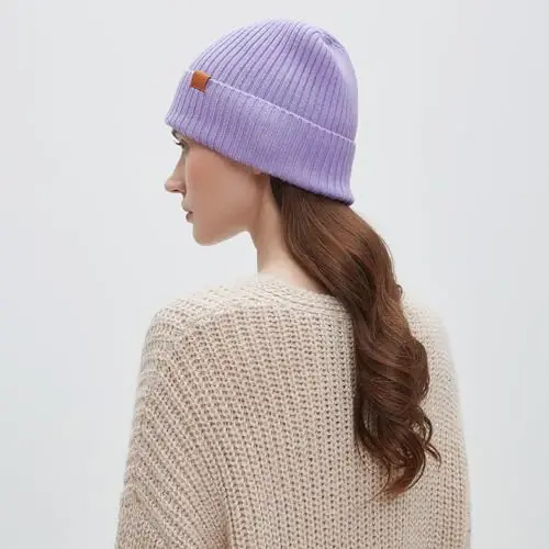 FUQILA 100% Merino Wool Cuff Beanie Hat, Unisex Warm Winter Caps Soft, Breathable & Cozy Stretchy Knitted Cuffed Cap - 7