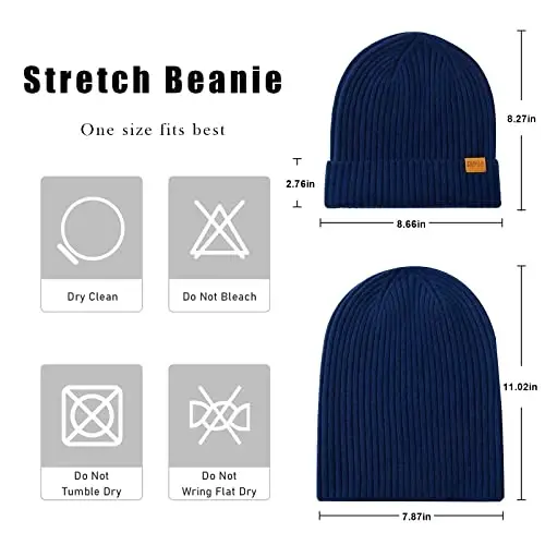 FUQILA 100% Merino Wool Cuff Beanie Hat, Unisex Warm Winter Caps Soft, Breathable & Cozy Stretchy Knitted Cuffed Cap - 3