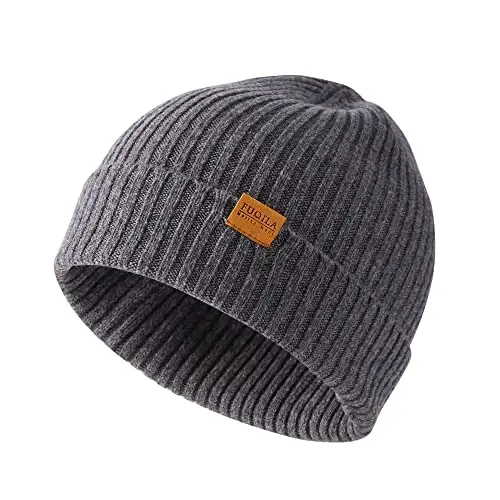 FUQILA 100% Merino Wool Cuff Beanie Hat, Unisex Warm Winter Caps Soft, Breathable & Cozy Stretchy Knitted Cuffed Cap 