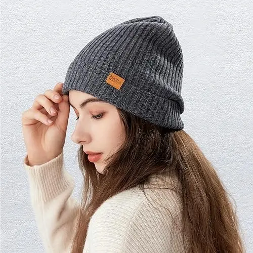 FUQILA 100% Merino Wool Cuff Beanie Hat, Unisex Warm Winter Caps Soft, Breathable & Cozy Stretchy Knitted Cuffed Cap - 6