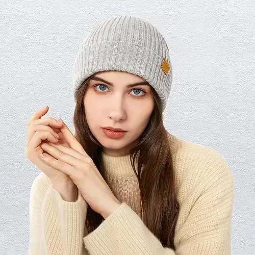 FUQILA 100% Merino Wool Cuff Beanie Hat, Unisex Warm Winter Caps Soft, Breathable & Cozy Stretchy Knitted Cuffed Cap - 5