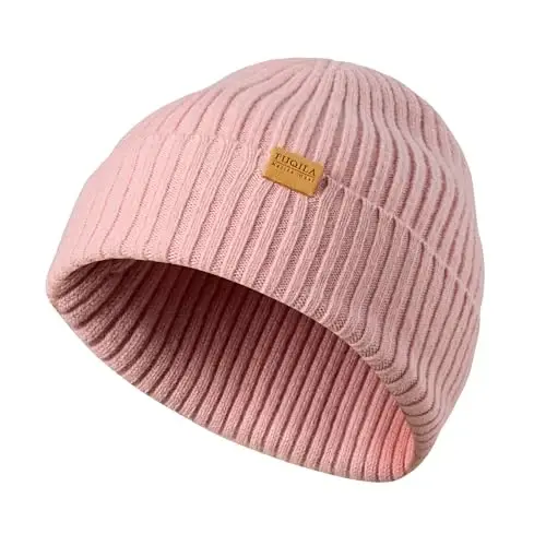 FUQILA 100% Merino Wool Cuff Beanie Hat, Unisex Warm Winter Caps Soft, Breathable & Cozy Stretchy Knitted Cuffed Cap 