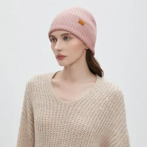 FUQILA 100% Merino Wool Cuff Beanie Hat, Unisex Warm Winter Caps Soft, Breathable & Cozy Stretchy Knitted Cuffed Cap - 5