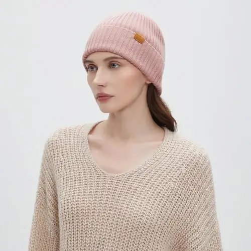 FUQILA 100% Merino Wool Cuff Beanie Hat, Unisex Warm Winter Caps Soft, Breathable & Cozy Stretchy Knitted Cuffed Cap - 5
