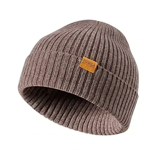 FUQILA 100% Merino Wool Cuff Beanie Hat, Unisex Warm Winter Caps Soft, Breathable & Cozy Stretchy Knitted Cuffed Cap - 1
