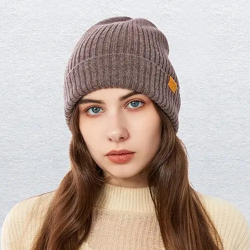 FUQILA 100% Merino Wool Cuff Beanie Hat, Unisex Warm Winter Caps Soft, Breathable & Cozy Stretchy Knitted Cuffed Cap - 5