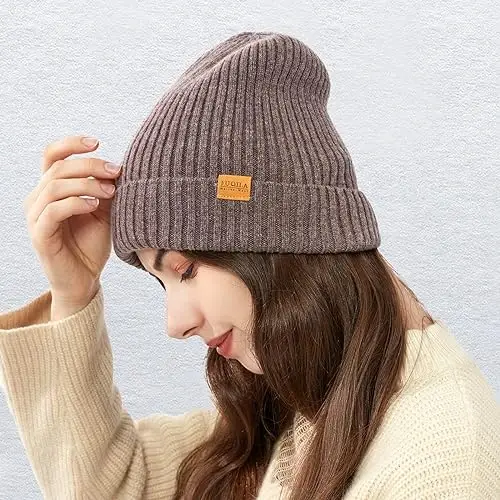 FUQILA 100% Merino Wool Cuff Beanie Hat, Unisex Warm Winter Caps Soft, Breathable & Cozy Stretchy Knitted Cuffed Cap - 6