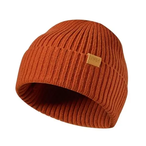 FUQILA 100% Merino Wool Cuff Beanie Hat, Unisex Warm Winter Caps Soft, Breathable & Cozy Stretchy Knitted Cuffed Cap - 1