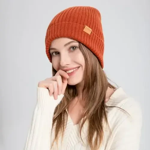 FUQILA 100% Merino Wool Cuff Beanie Hat, Unisex Warm Winter Caps Soft, Breathable & Cozy Stretchy Knitted Cuffed Cap - 5