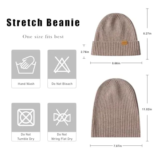 FUQILA 100% Merino Wool Cuff Beanie Hat, Unisex Warm Winter Caps Soft, Breathable & Cozy Stretchy Knitted Cuffed Cap - 3