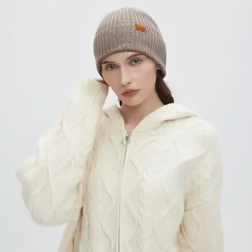 FUQILA 100% Merino Wool Cuff Beanie Hat, Unisex Warm Winter Caps Soft, Breathable & Cozy Stretchy Knitted Cuffed Cap - 5