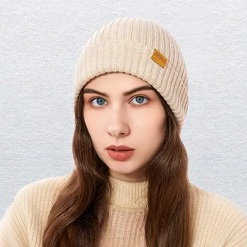FUQILA 100% Merino Wool Cuff Beanie Hat, Unisex Warm Winter Caps Soft, Breathable & Cozy Stretchy Knitted Cuffed Cap - 5