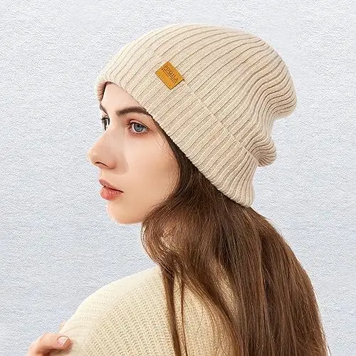 FUQILA 100% Merino Wool Cuff Beanie Hat, Unisex Warm Winter Caps Soft, Breathable & Cozy Stretchy Knitted Cuffed Cap - 6