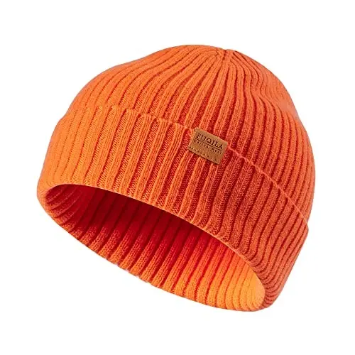 FUQILA 100% Merino Wool Cuff Beanie Hat, Unisex Warm Winter Caps Soft, Breathable & Cozy Stretchy Knitted Cuffed Cap - 1