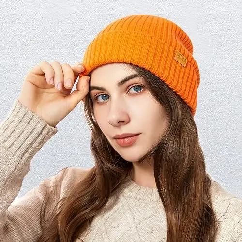 FUQILA 100% Merino Wool Cuff Beanie Hat, Unisex Warm Winter Caps Soft, Breathable & Cozy Stretchy Knitted Cuffed Cap - 5