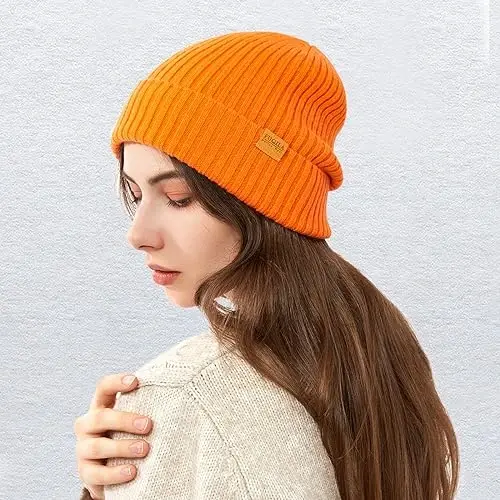 FUQILA 100% Merino Wool Cuff Beanie Hat, Unisex Warm Winter Caps Soft, Breathable & Cozy Stretchy Knitted Cuffed Cap - 6