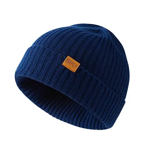 FUQILA 100% Merino Wool Cuff Beanie Hat, Unisex Warm Winter Caps Soft, Breathable & Cozy Stretchy Knitted Cuffed Cap - 1
