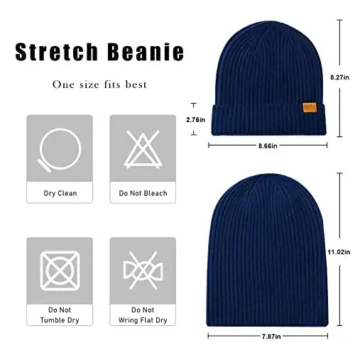 FUQILA 100% Merino Wool Cuff Beanie Hat, Unisex Warm Winter Caps Soft, Breathable & Cozy Stretchy Knitted Cuffed Cap - 3