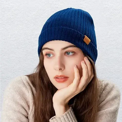 FUQILA 100% Merino Wool Cuff Beanie Hat, Unisex Warm Winter Caps Soft, Breathable & Cozy Stretchy Knitted Cuffed Cap - 5