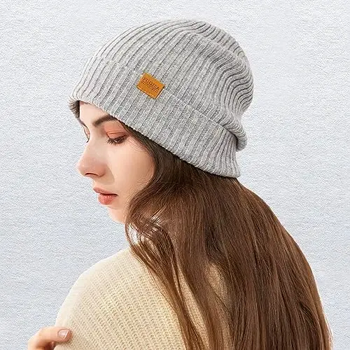 FUQILA 100% Merino Wool Cuff Beanie Hat, Unisex Warm Winter Caps Soft, Breathable & Cozy Stretchy Knitted Cuffed Cap - 6