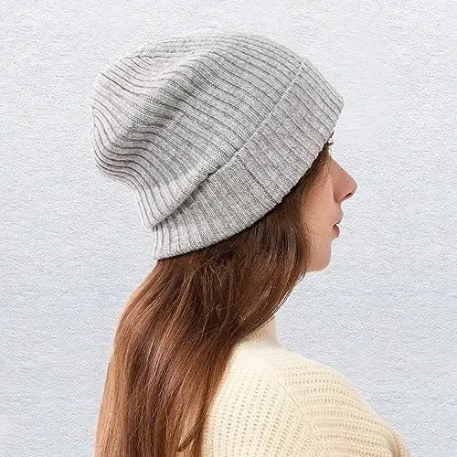 FUQILA 100% Merino Wool Cuff Beanie Hat, Unisex Warm Winter Caps Soft, Breathable & Cozy Stretchy Knitted Cuffed Cap - 7
