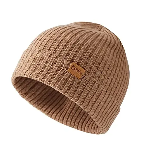 FUQILA 100% Merino Wool Cuff Beanie Hat, Unisex Warm Winter Caps Soft, Breathable & Cozy Stretchy Knitted Cuffed Cap - 1