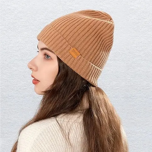 FUQILA 100% Merino Wool Cuff Beanie Hat, Unisex Warm Winter Caps Soft, Breathable & Cozy Stretchy Knitted Cuffed Cap - 7