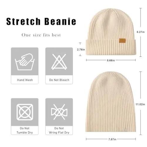 FUQILA 100% Merino Wool Cuff Beanie Hat, Unisex Warm Winter Caps Soft, Breathable & Cozy Stretchy Knitted Cuffed Cap - 3
