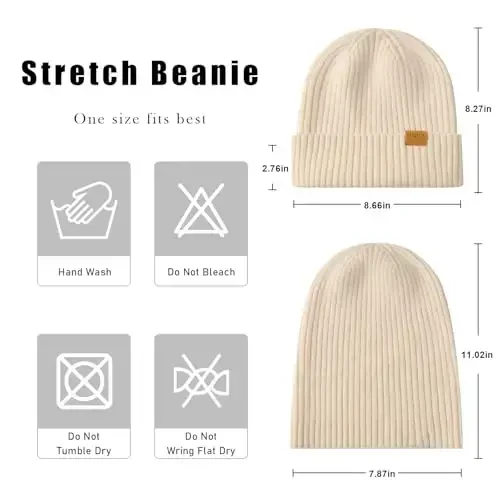 FUQILA 100% Merino Wool Cuff Beanie Hat, Unisex Warm Winter Caps Soft, Breathable & Cozy Stretchy Knitted Cuffed Cap - 3