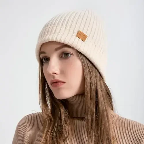 FUQILA 100% Merino Wool Cuff Beanie Hat, Unisex Warm Winter Caps Soft, Breathable & Cozy Stretchy Knitted Cuffed Cap - 6