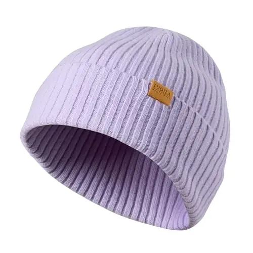 FUQILA 100% Merino Wool Cuff Beanie Hat, Unisex Warm Winter Caps Soft, Breathable & Cozy Stretchy Knitted Cuffed Cap - 1