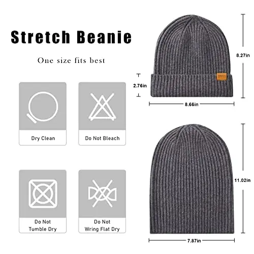 FUQILA 100% Merino Wool Cuff Beanie Hat, Unisex Warm Winter Caps Soft, Breathable & Cozy Stretchy Knitted Cuffed Cap - 3