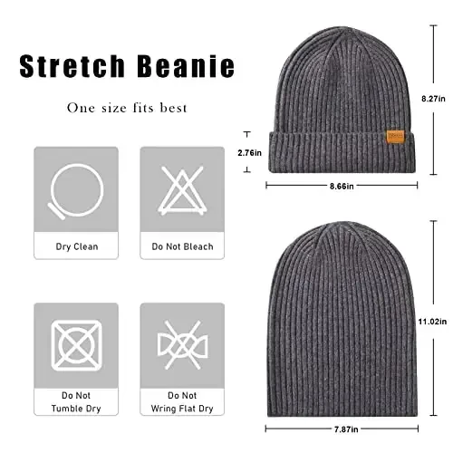 FUQILA 100% Merino Wool Cuff Beanie Hat, Unisex Warm Winter Caps Soft, Breathable & Cozy Stretchy Knitted Cuffed Cap - 3