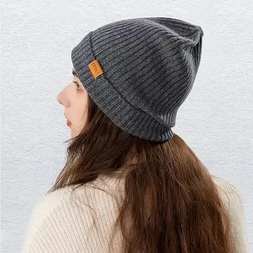 FUQILA 100% Merino Wool Cuff Beanie Hat, Unisex Warm Winter Caps Soft, Breathable & Cozy Stretchy Knitted Cuffed Cap - 7
