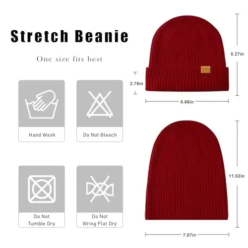 FUQILA 100% Merino Wool Cuff Beanie Hat, Unisex Warm Winter Caps Soft, Breathable & Cozy Stretchy Knitted Cuffed Cap - 3