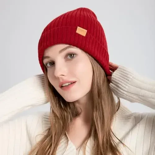 FUQILA 100% Merino Wool Cuff Beanie Hat, Unisex Warm Winter Caps Soft, Breathable & Cozy Stretchy Knitted Cuffed Cap - 6