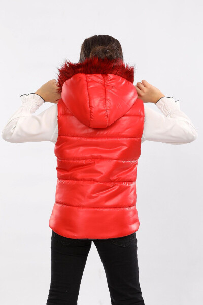 Fur Hooded Kids Puffer Vest - 3