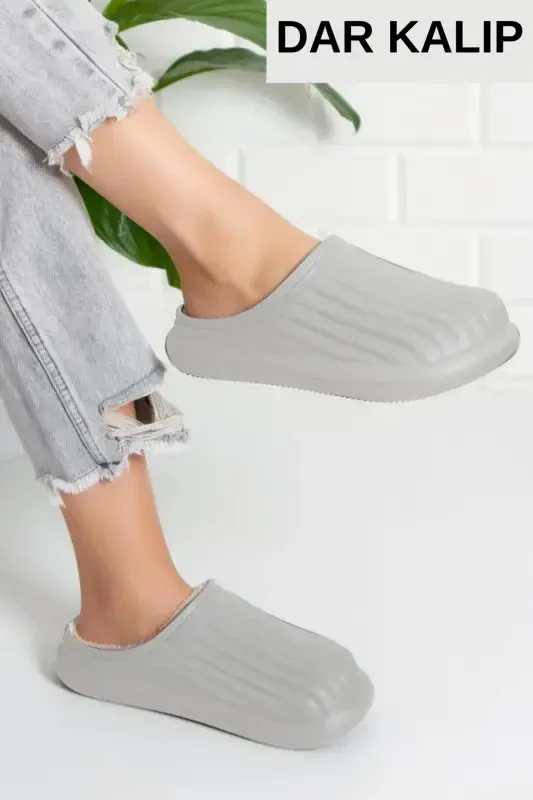 Fur-Lined House Slippers Plush Wool Women's Winter Slippers Guest Dowry Bundle Bridal Slippers-Gray - 1