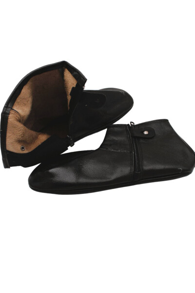 Fur-lined Sheepskin Leather Slippers - 1